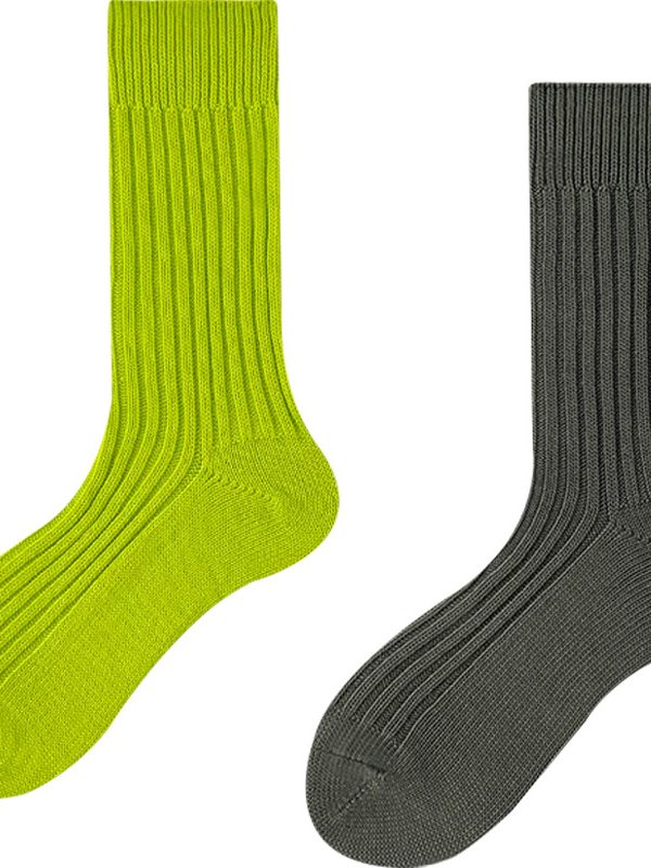 Women's spring and autumn solid color retro mid-tube pile cotton socks
