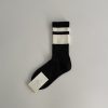 Men's spring, summer and autumn gray, white and black contrast striped socks