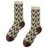 Women's spring and autumn niche trend irregular geometric pattern mid-tube socks