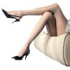 Women's classic French vertical stripes retro gray pantyhose