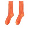 Women's spring and autumn solid color retro mid-tube pile cotton socks
