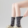 Women's Spring and Autumn Pink Cow Breathable Sweat-wicking Cotton Middle-tube Socks (Three Pairs)