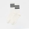 Women's Spring and Autumn Pure Fashion Three-Striped Breathable Sweat-Wicking Cotton Middle-Tube Socks