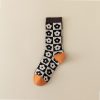 Women's spring and autumn niche trend irregular geometric pattern mid-tube socks