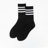Women's Spring and Autumn Pure Fashion Three-Striped Breathable Sweat-Wicking Cotton Middle-Tube Socks