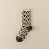 Women's spring and autumn niche trend irregular geometric pattern mid-tube socks
