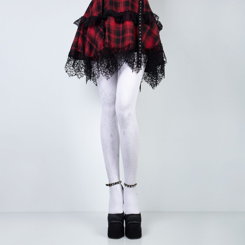 Autumn and winter printed white spider web silver Halloween party slimming pantyhose
