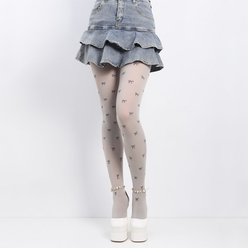 New white stockings women spring and summer anti-snagging pantyhose wholesale Lolita bow JK sexy black silk