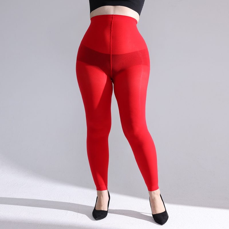 Silk stockings, nine-point stockings, silky pantyhose, sexy base, black ladies red high waist socks Tights - Image 2