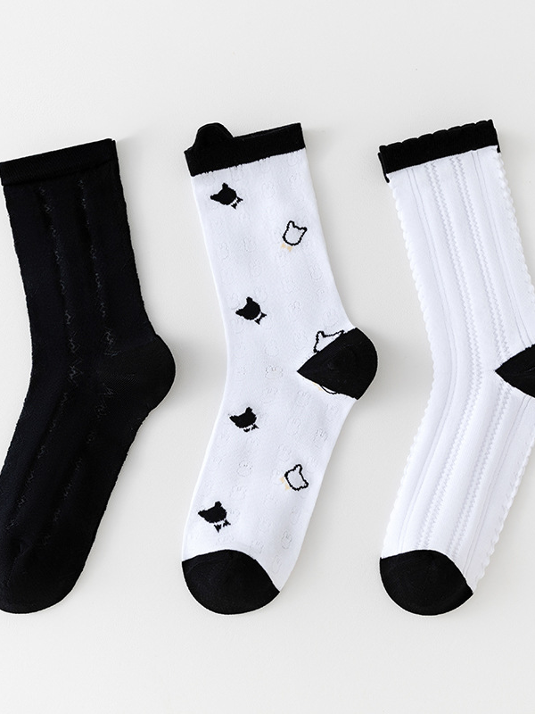 Women's summer thin style flowery new style pile socks mid-tube socks