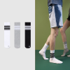 Women's horizontal bar simple versatile ins socks solid color fashion mid-tube socks trendy socks