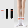 Women's solid color all-match Korean ins double horizontal bar mid-tube socks