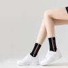 Women's solid color all-match Korean ins double horizontal bar mid-tube socks