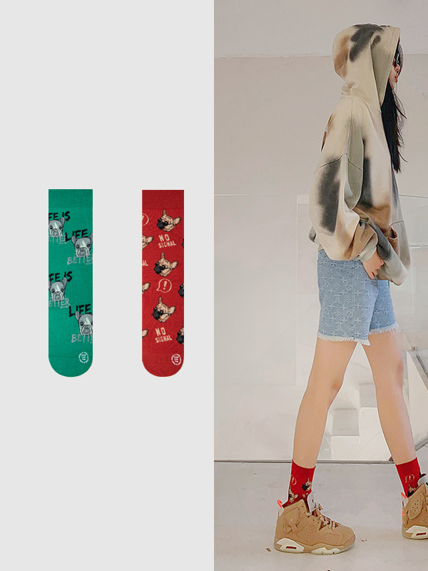 Women's spring and autumn niche designer trend mid-tube socks