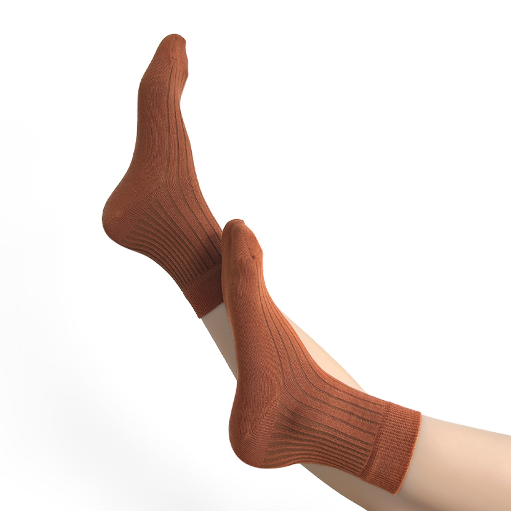 Men's autumn and winter antibacterial boneless vertical stripe Harajuku style middle tube socks(5 pairs) - Image 2