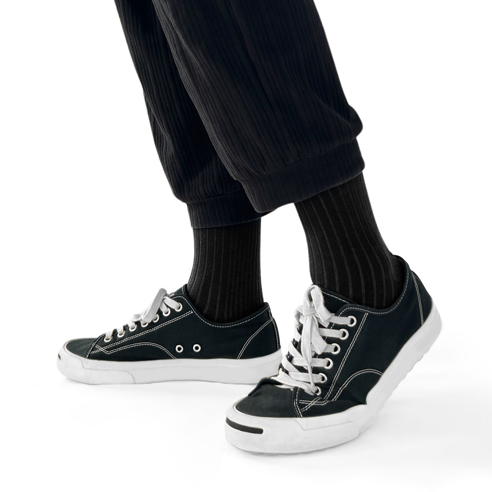 Men's autumn and winter antibacterial boneless vertical stripe Harajuku style middle tube socks(5 pairs) - Image 4