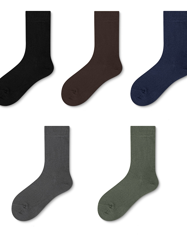 Men's cotton casual antibacterial boneless Harajuku style spring outer wear middle tube socks（5 pairs）