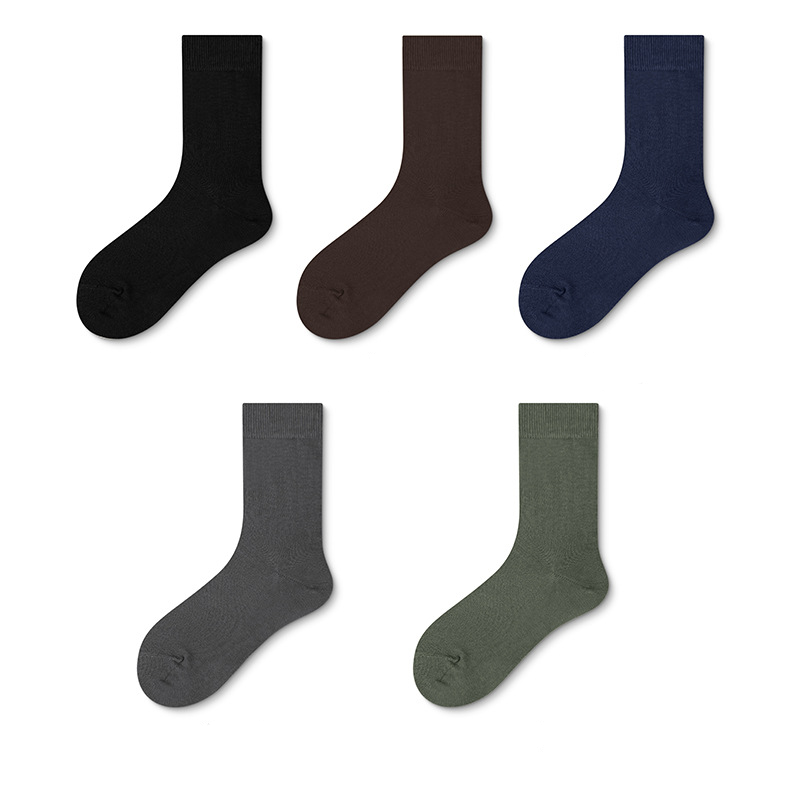 Men's cotton casual antibacterial boneless Harajuku style spring outer wear middle tube socks(5 pairs)
