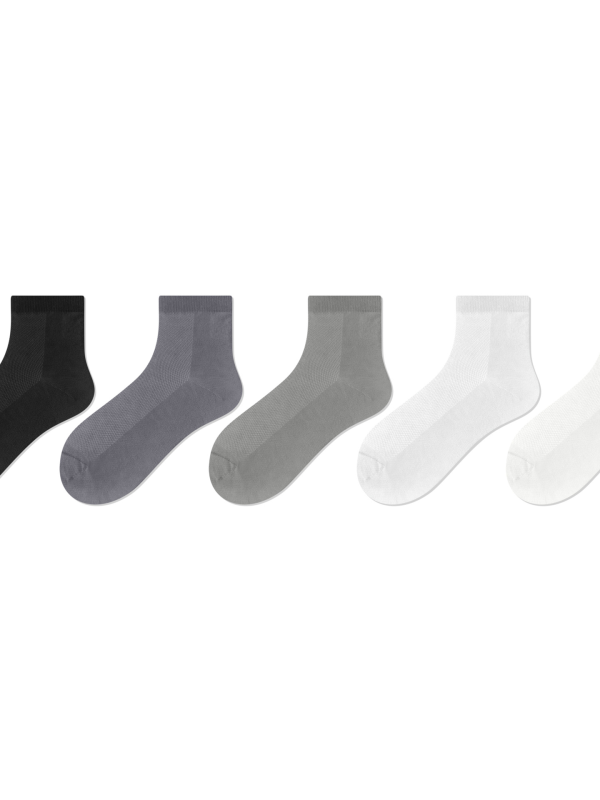 Men's spring and autumn new simple all-match mesh breathable antibacterial ankle socks（5 pairs）