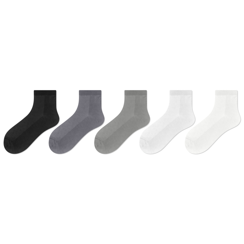 Men's spring and autumn new simple all-match mesh breathable antibacterial ankle socks（5 pairs）