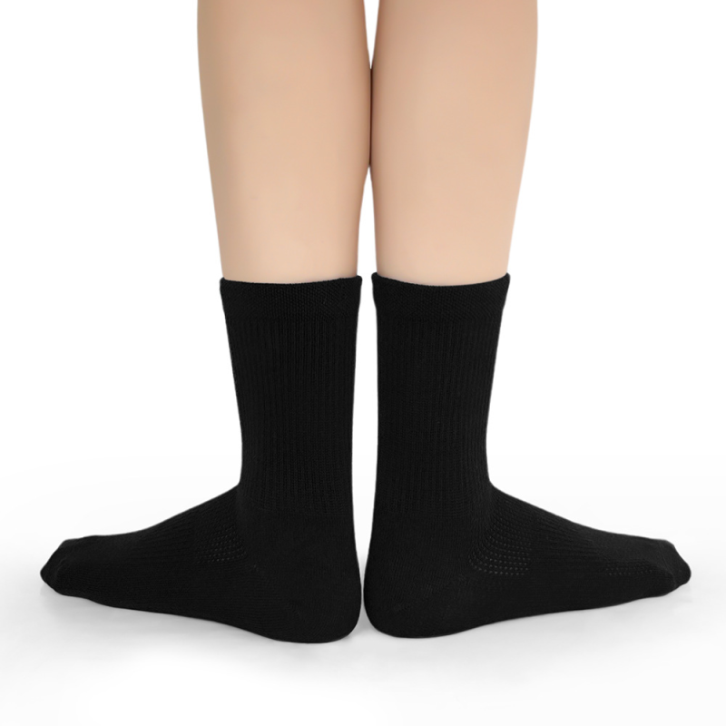 Black and white all-match simple autumn and winter cotton light sports antibacterial boneless men's middle tube socks（5 pairs） - Image 3