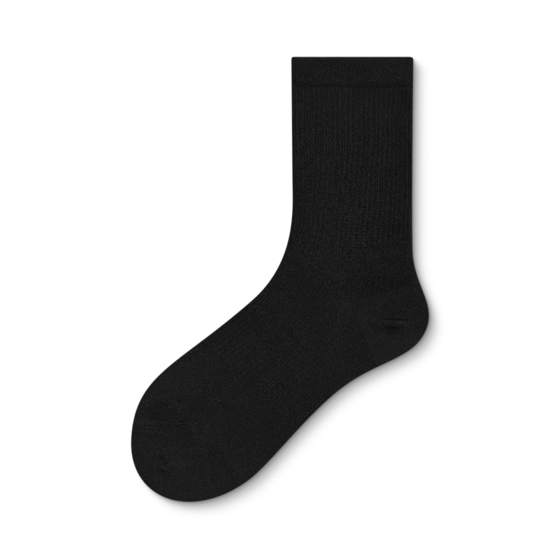 Black and white all-match simple autumn and winter cotton light sports antibacterial boneless men's middle tube socks（5 pairs） - Image 6