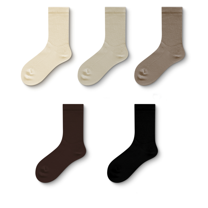 Simple and versatile autumn and winter antibacterial boneless Harajuku style elastic thin strip men's socks middle tube socks（5 pairs） - Image 18
