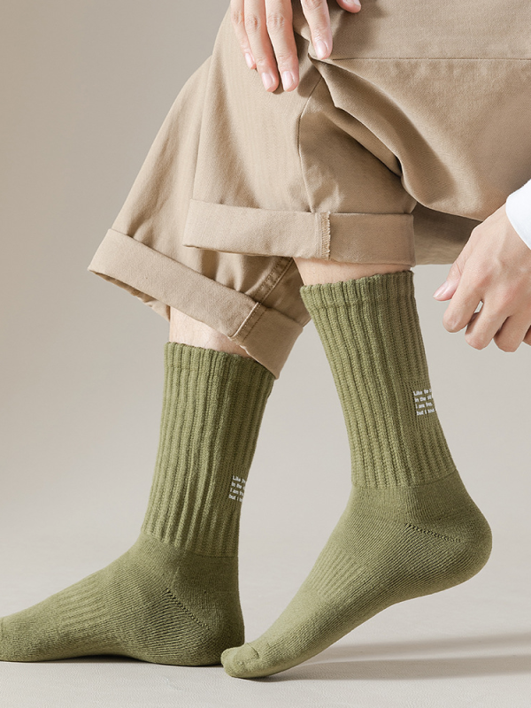 Terry bottom thick line men's pile socks