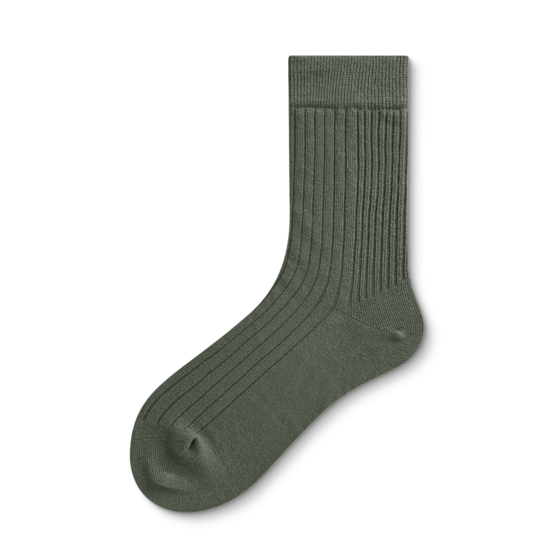 Spring new cotton solid color men's socks antibacterial Harajuku style versatile middle and high tube socks（5 pairs） - Image 5