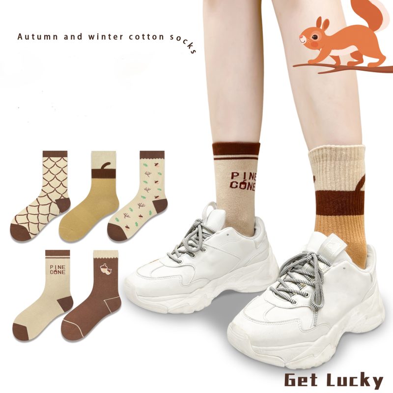 Women's Maillard all-match pine cone mid-high socks（5 pairs） - Image 2