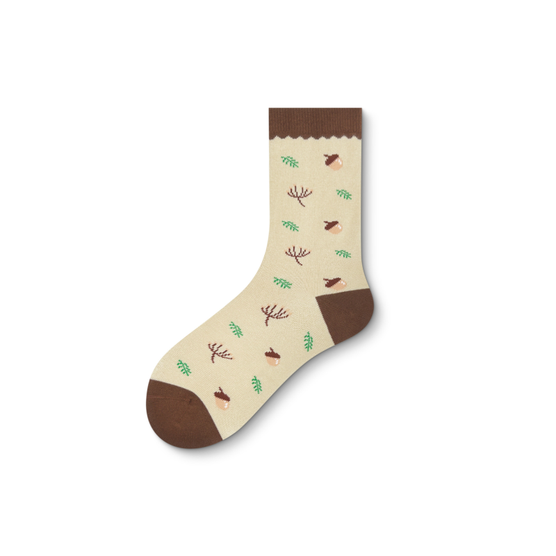 Women's Maillard all-match pine cone mid-high socks（5 pairs） - Image 8