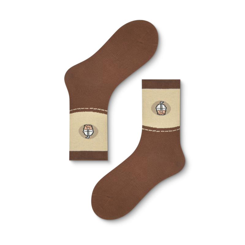 Women's mid-high socks autumn and winter new Maillard plaid cow pattern outer wear trendy socks（5 pairs） - Image 7