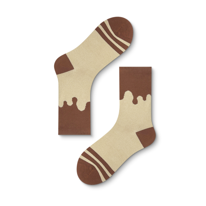 Women's mid-high socks autumn and winter new Maillard plaid cow pattern outer wear trendy socks（5 pairs） - Image 8
