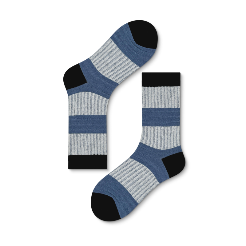 Women's socks contrast stripes spring and summer new trendy cotton casual all-match women's mid-high socks - Image 9