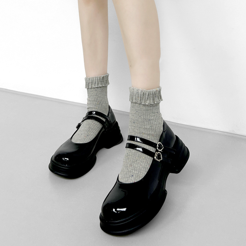 Women's autumn and winter new Korean version of solid color dot yarn lace princess style jk style mid-high socks - Image 9