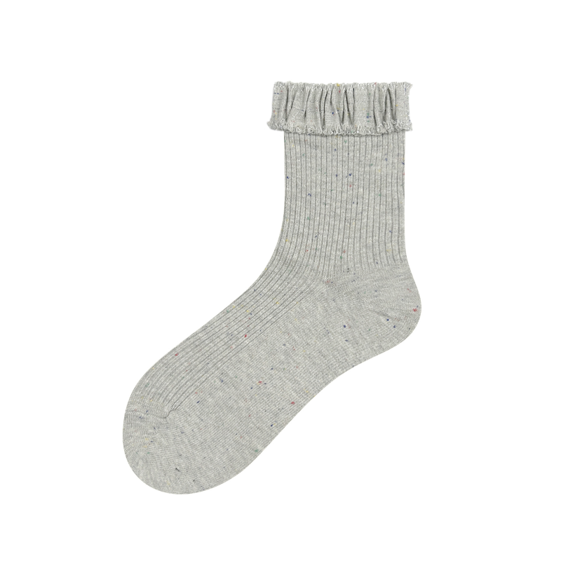 Women's autumn and winter new Korean version of solid color dot yarn lace princess style jk style mid-high socks - Image 3