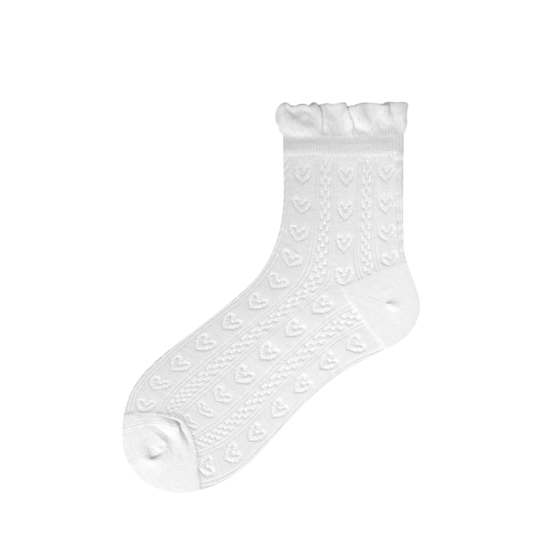 Women's socks miumiu style sweet mid-high socks hollow mesh thin breathable pure white ins trendy socks - Image 7