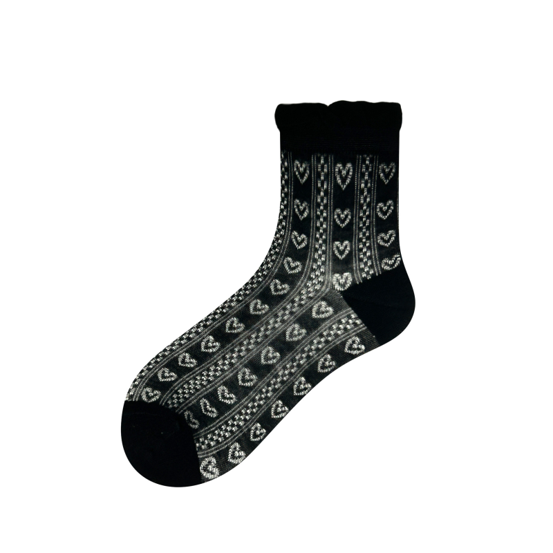 Women's socks miumiu style sweet mid-high socks hollow mesh thin breathable pure white ins trendy socks - Image 8