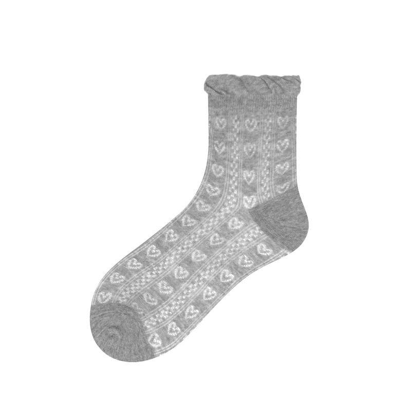 Women's socks miumiu style sweet mid-high socks hollow mesh thin breathable pure white ins trendy socks - Image 9