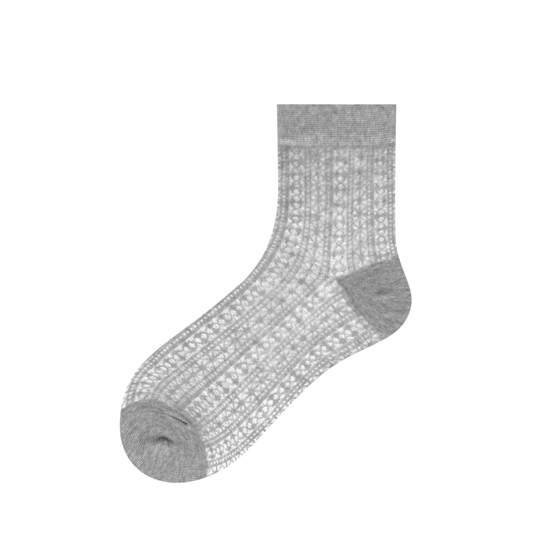 Women's socks miumiu style sweet mid-high socks hollow mesh thin breathable pure white ins trendy socks - Image 12