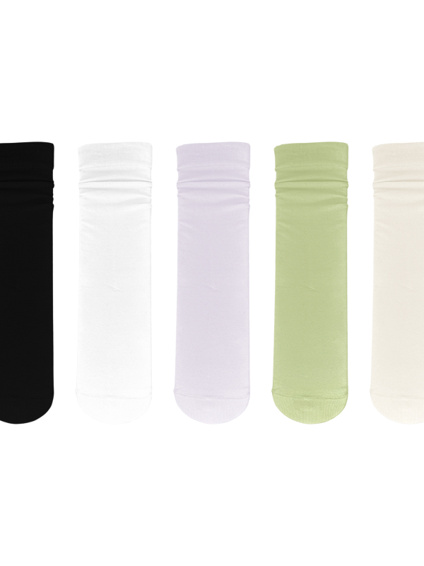 Spring and summer new combed cotton Morandi versatile solid color four seasons women's pile socks（5 pairs）
