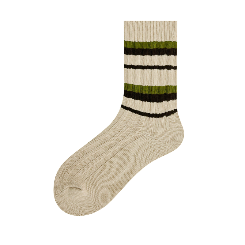Women's Japanese retro knitted thick line autumn and winter new coffee green splicing contrast color women's socks - Image 9