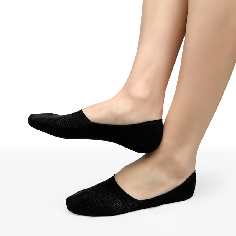 Women's spring and summer breathable antibacterial cotton women's socks silicone strip anti-heel drop invisible socks shallow mouth boat socks（5 pairs） - Image 5