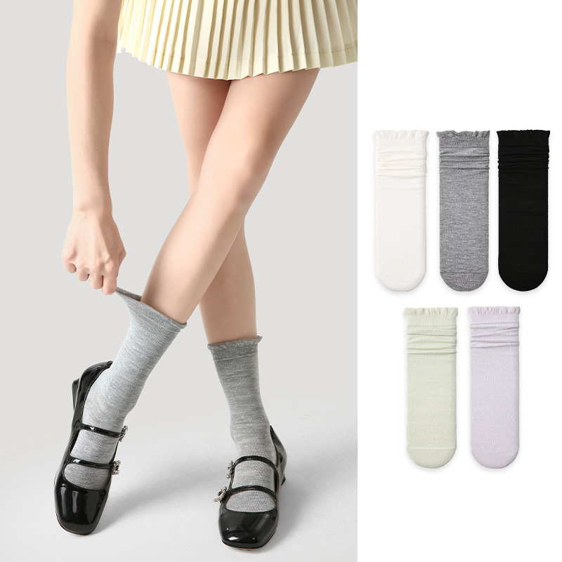 Summer socks women thin socks spring and autumn white calf stockings white silk jk lolita mid-length