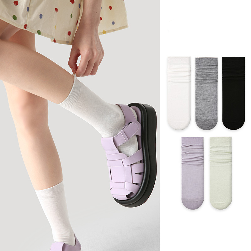 Summer socks women thin socks spring and autumn white calf stockings white silk jk lolita mid-length