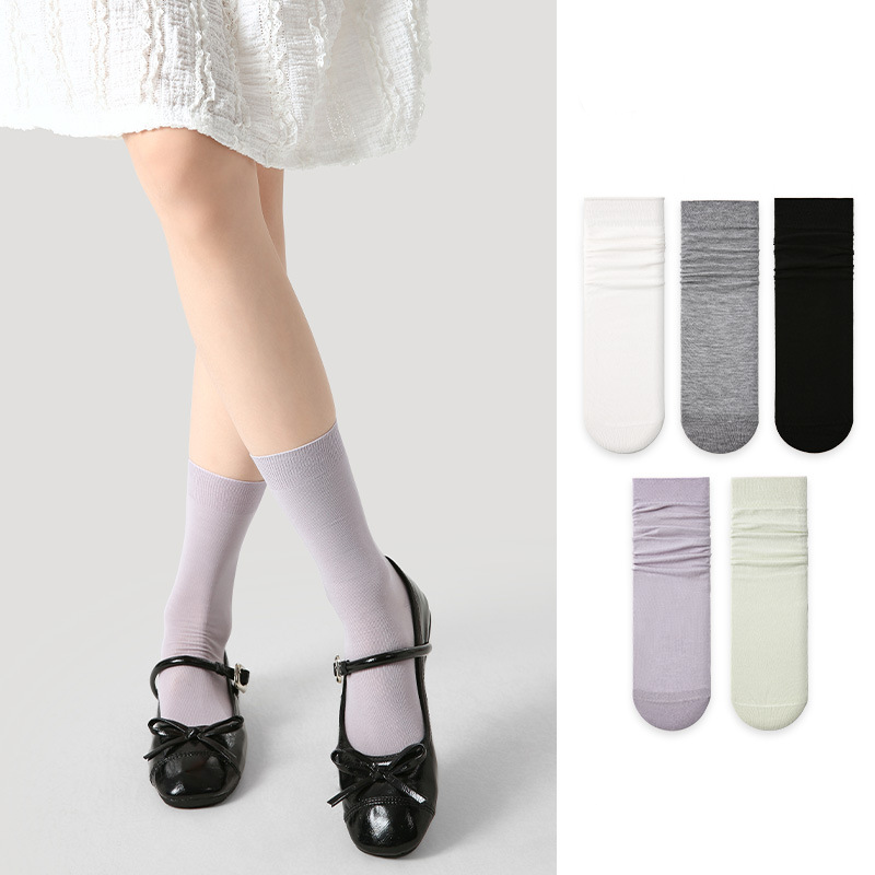 Summer socks women thin socks spring and autumn white calf stockings white silk jk lolita mid-length - Image 4