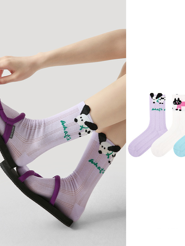 Hollow socks women summer thin mesh breathable three-dimensional animal can Love girl middle tube socks