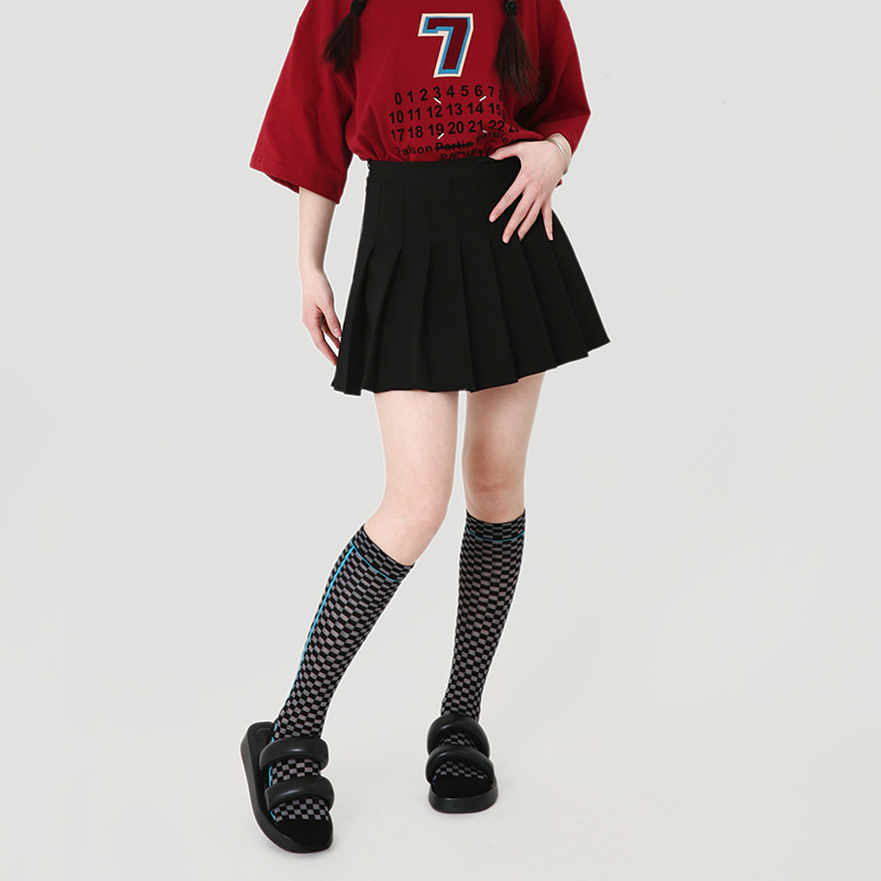 Renaissance original women's socks spring and summer simple plaid mid-length socks calf socks ins versatile pile socks women - Image 3