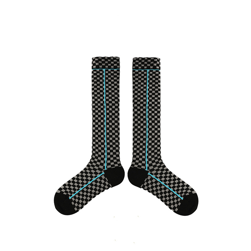 Renaissance original women's socks spring and summer simple plaid mid-length socks calf socks ins versatile pile socks women - Image 5