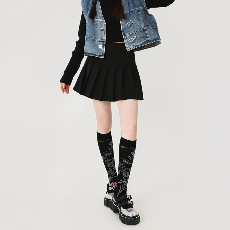 Renaissance original Women's socks, flower stockings, versatile calf socks, combed cotton, ins trendy knee-high socks for women - Image 3